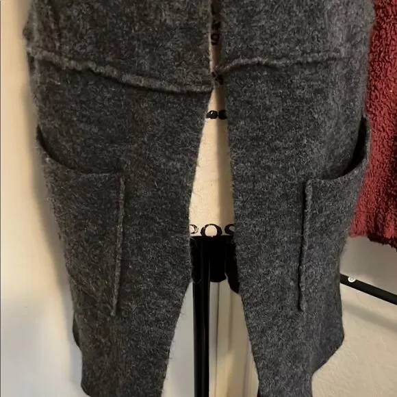 Anthropologie Moth Morris Gray Pockets Open Style Duster Vest Minimalist Boho - Picture 7 of 15